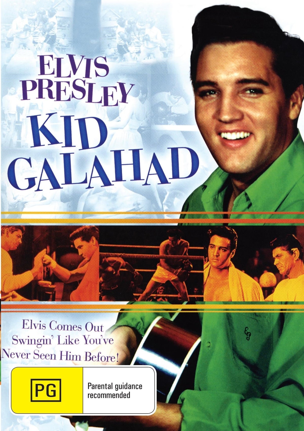 DVD of Kid Galahad featuring Elvis Presley and Gig Young, a biography film on a rareandcollectibledvds release.