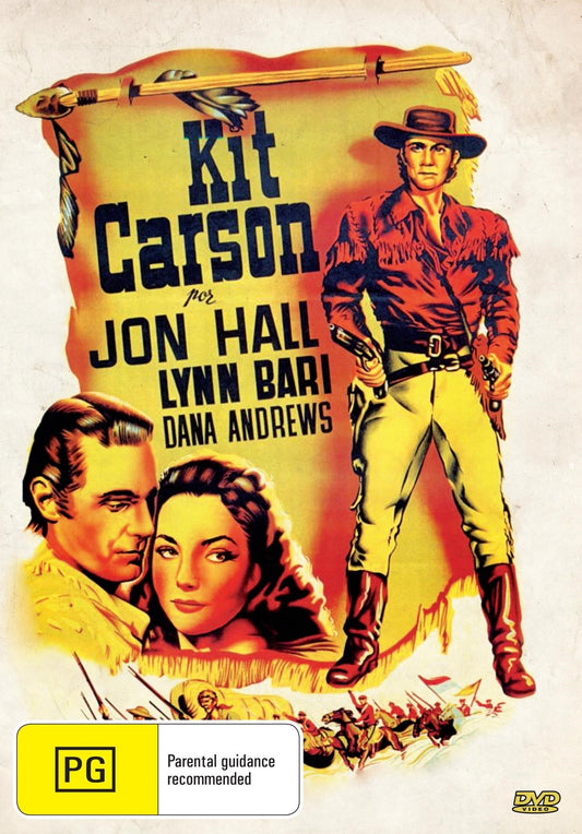 DVD cover of Kit Carson drama featuring Jon Hall and Lynn Bari, from Rare and Collectible DVDs.