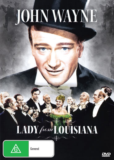DVD cover of "Lady From Louisiana" featuring John Wayne and Ona Munson, a classic romance film from the rareandcollectibledvds collection.