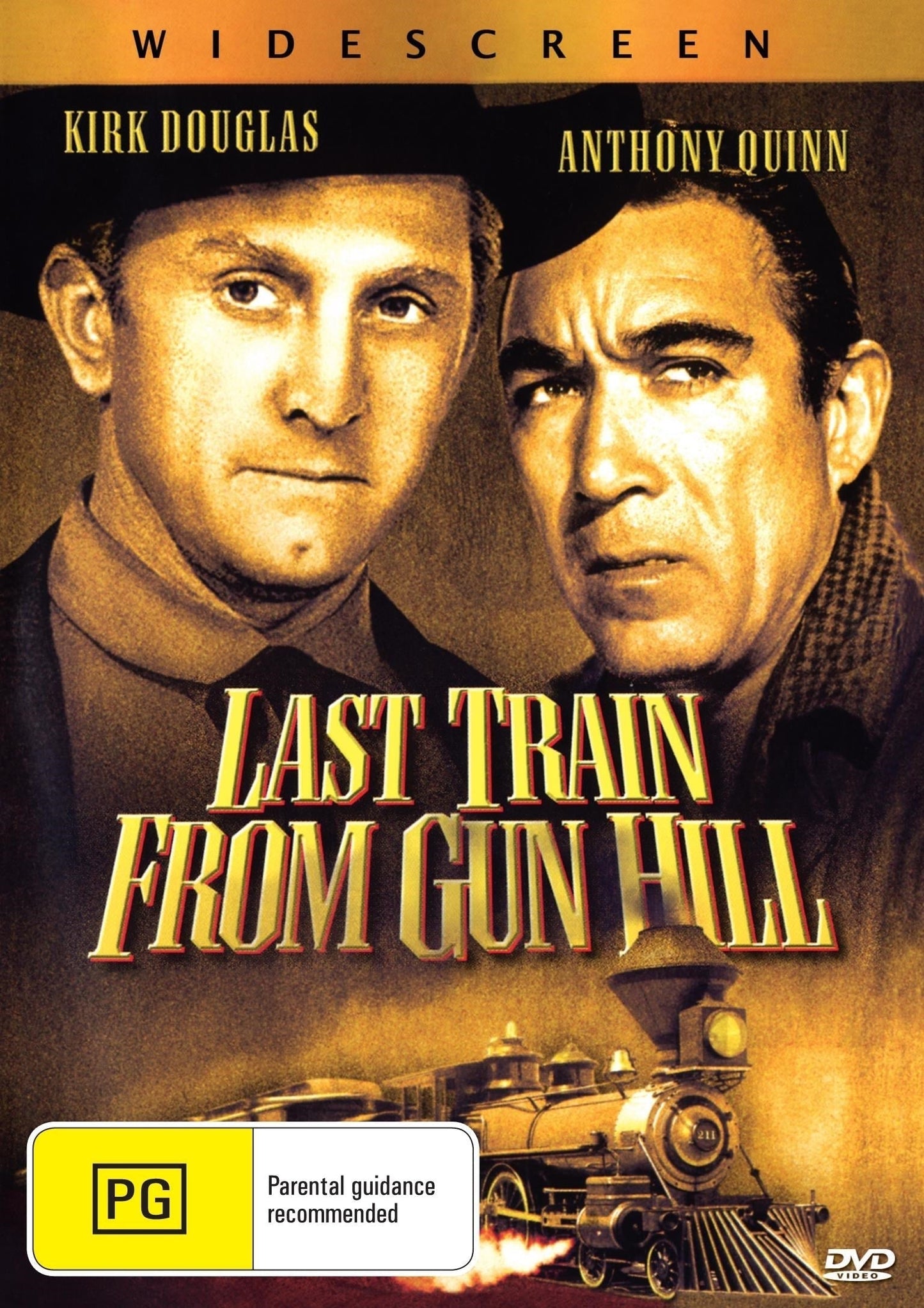 DVD cover of "Last Train From Gun Hill" featuring Kirk Douglas and Anthony Quinn, Western genre, from Rare and Collectible DVDs.