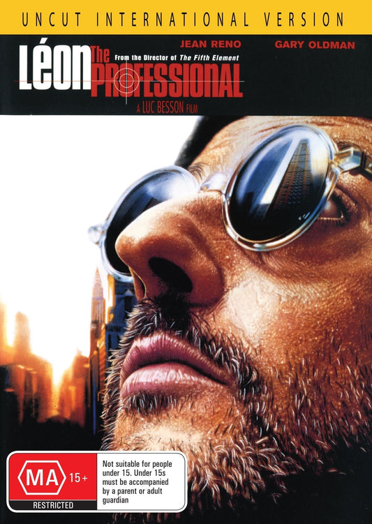 DVD cover of Léon: The Professional featuring Jean Reno and Gary Oldman, with crime genre elements on the rareandcollectibledvds label