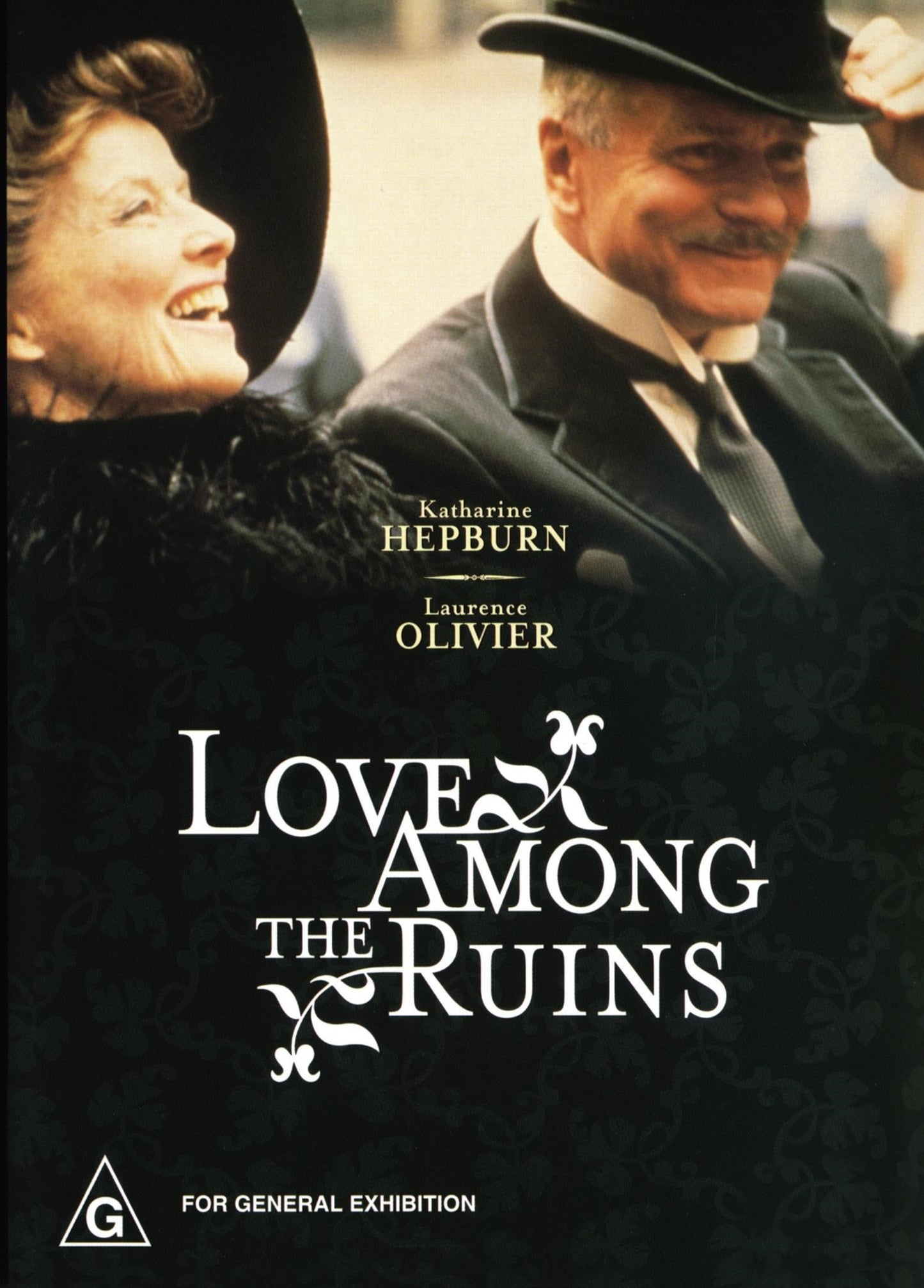 DVD of Love Among The Ruins comedy featuring Katharine Hepburn and Laurence Olivier, displayed in a case with cover art.