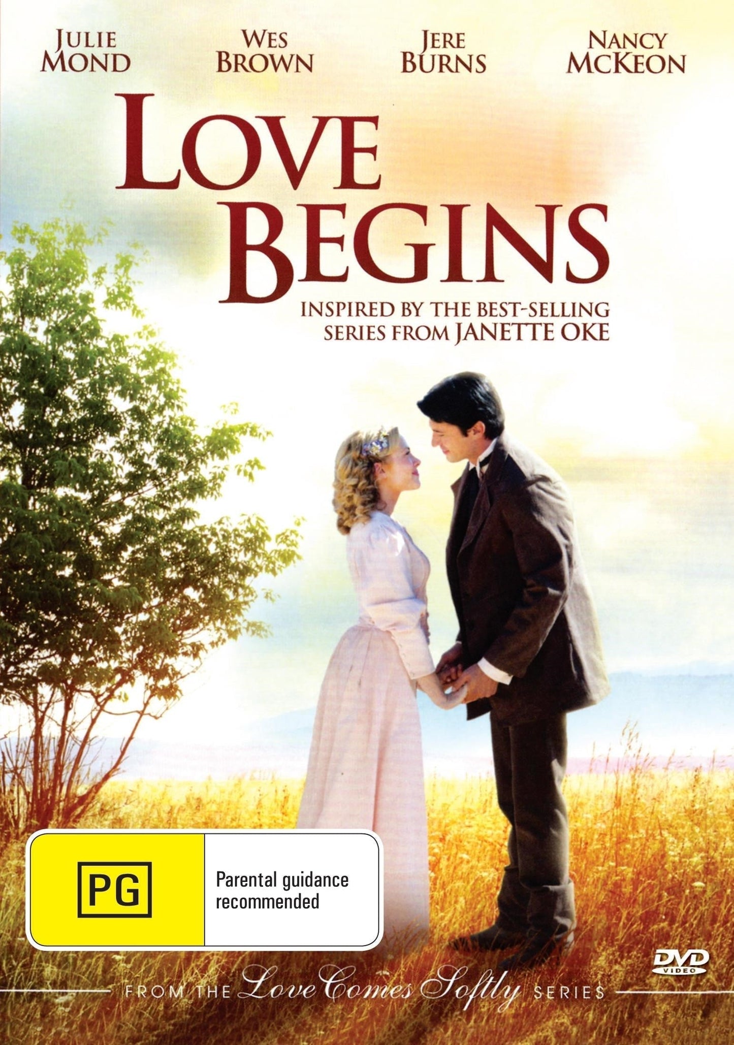 Western DVD titled Love Begins with Wes Brown and Julie Mond, featuring Western-themed artwork and characters on the cover.