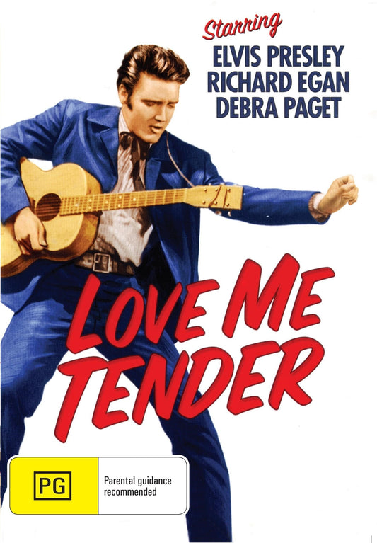 Love Me Tender DVD featuring Richard Egan and Debra Paget, a musical film with classic Hollywood stars.