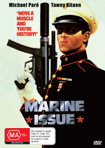 DVD of Marine Issue aka Instant Justice with Michael Paré and Tawny Kitaen, action movie, front cover image with film title and actors.