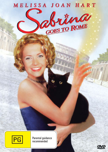 DVD cover of Sabrina Goes To Rome featuring Melissa Joan Hart and Caroline Rhea, a teen fantasy movie.