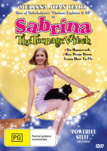 DVD of Sabrina The Teenage Witch featuring Melissa Joan Hart and Caroline Rhea, showing the colorful DVD case and cover art.
