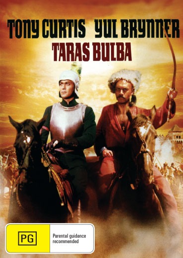 Taras Bulba DVD featuring Tony Curtis and Yul Brynner, a drama film from RareAndCollectibleDVDs, with cover art visible.