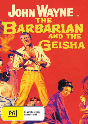 DVD cover of "The Barbarian and The Geisha" featuring John Wayne and Eiko Ando, with artwork from Rare and Collectible DVDs.