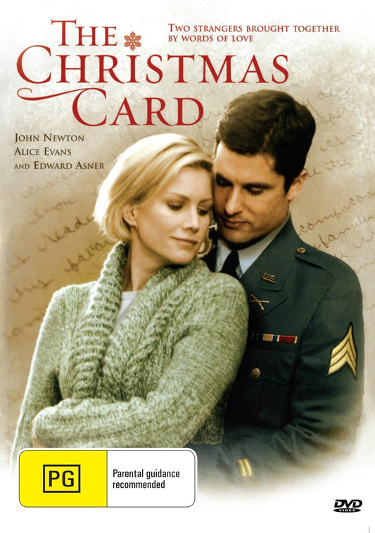 DVD of The Christmas Card romance film featuring Edward Asner and John Newton, displayed on the rareandcollectibledvds product line.