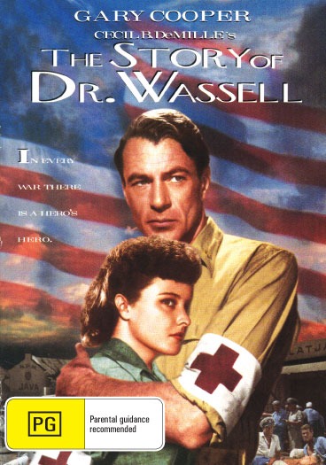 DVD cover of "The Story of Dr. Wassell" featuring Gary Cooper and Laraine Day, action film from rareandcollectibledvds.