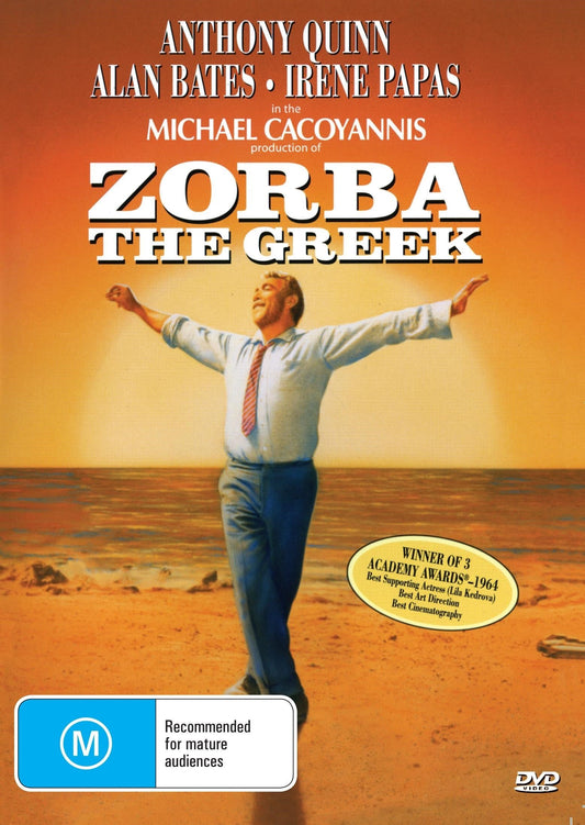 DVD cover of Zorba The Greek comedy featuring Anthony Quinn and Alan Bates, from RareAndCollectibleDVDs.