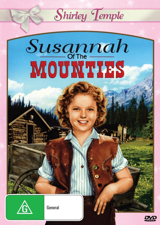 Susannah of the Mounties DVD featuring Shirley Temple and Randolph Scott, Western film with vintage movie poster style.