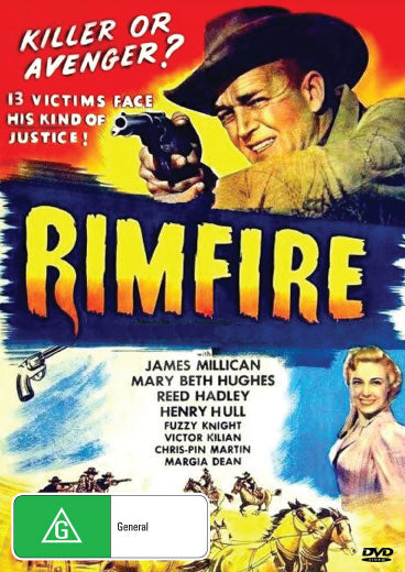 Virtual download of Rimfire DVD, a Western film featuring James Millican and Mary Beth Hughes, from RareAndCollectibleDVDs.