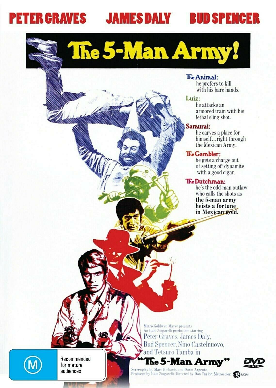 DVD cover of The 5-Man Army action movie starring Bud Spencer and Peter Graves, part of Timeless Classic DVD collection.