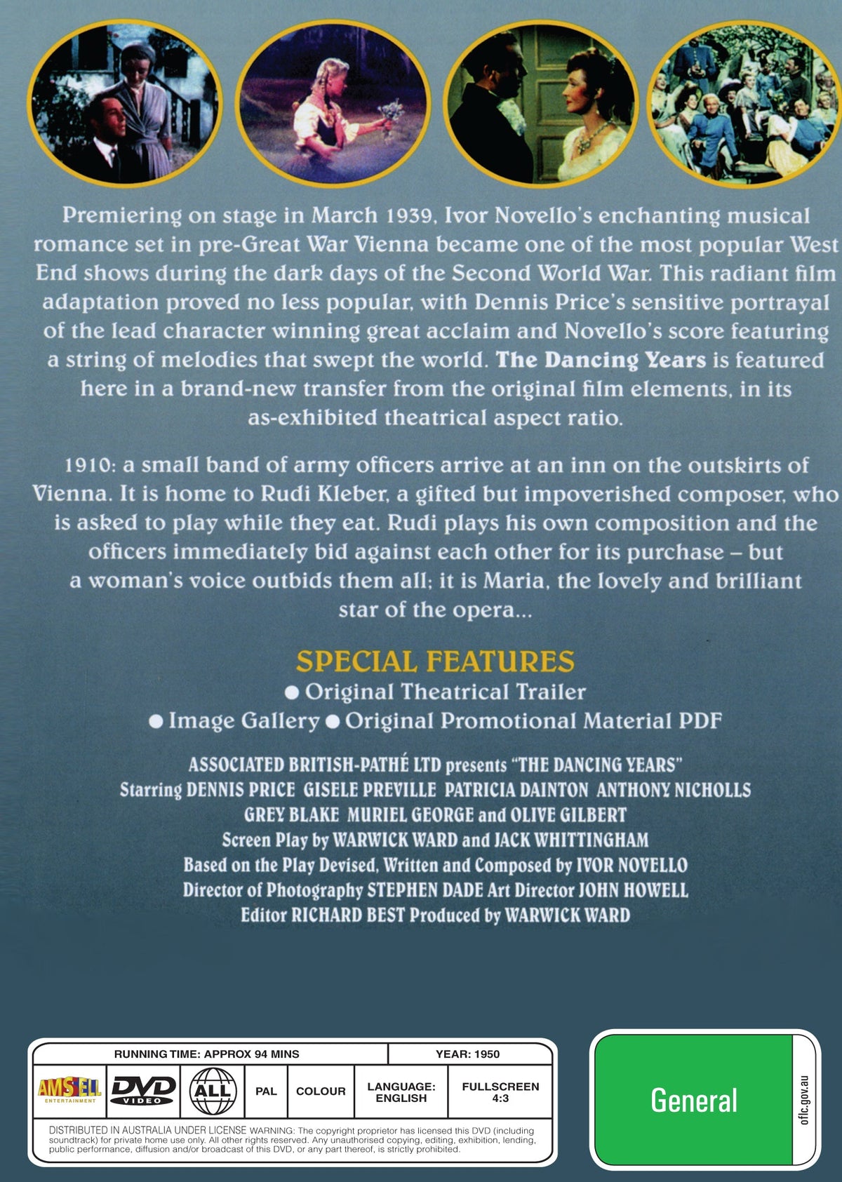 The Dancing Years DVD featuring Dennis Price and Gisele Préville, musical film from Timeless Classic DVD collection.