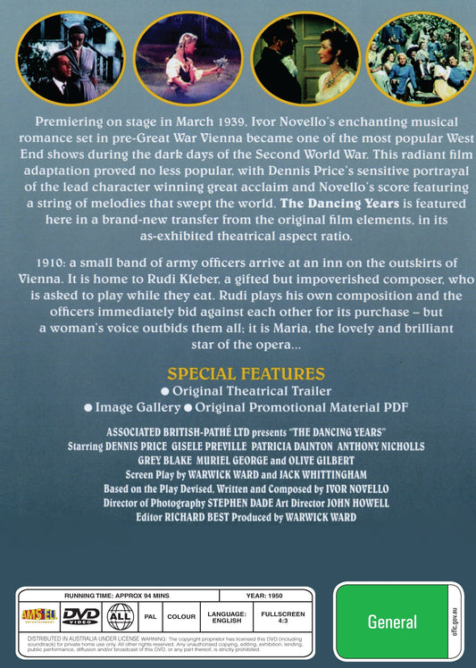 The Dancing Years DVD featuring Dennis Price and Gisele Préville, musical film from Timeless Classic DVD collection.