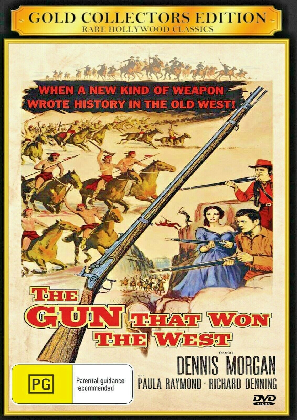 Western DVD titled "The Gun That Won the West" featuring Dennis Morgan and Paula Raymond, from Timeless Classic DVD collection.