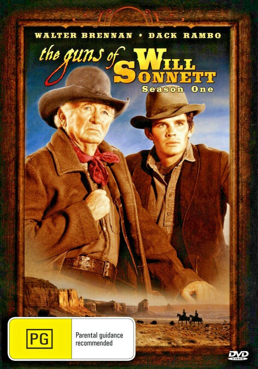 DVD cover of The Guns of Will Sonnett Season 1 featuring Walter Brennan and Dack Rambo, western TV series on Timeless Classic DVD.