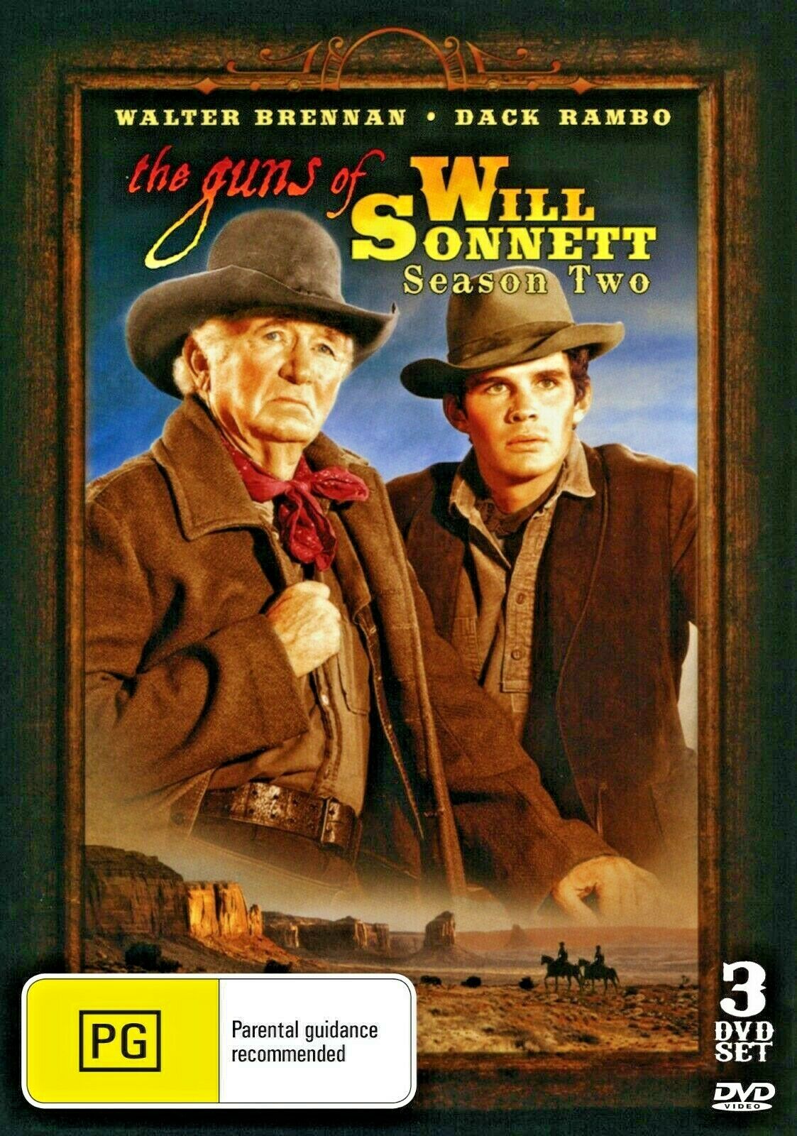 DVD cover of The Guns of Will Sonnett Season 2 featuring Walter Brennan and Dack Rambo, Western TV series on DVD from Timeless Classic.