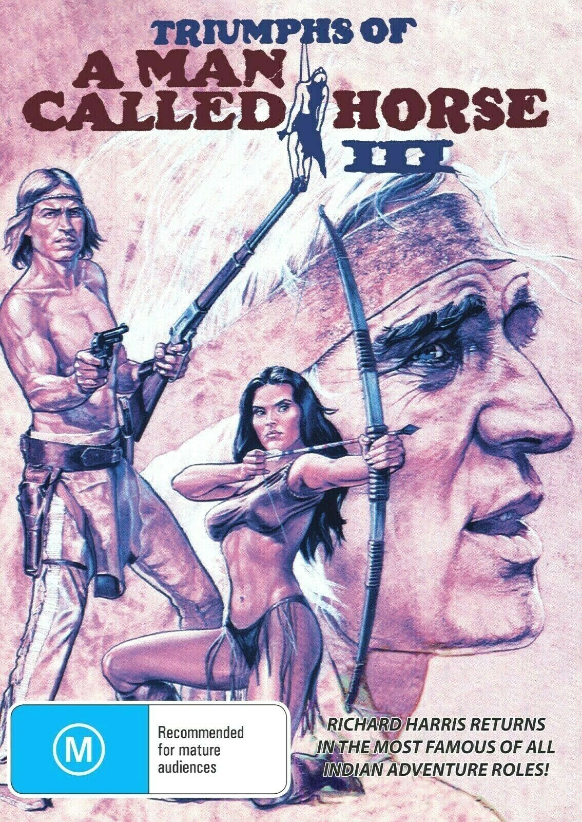 DVD cover of "Triumphs of a Man Called Horse" drama starring Richard Harris and Michael Beck, from Timeless Classic DVD.