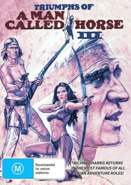 DVD cover of "Triumphs of a Man Called Horse" drama starring Richard Harris and Michael Beck, from Timeless Classic DVD.