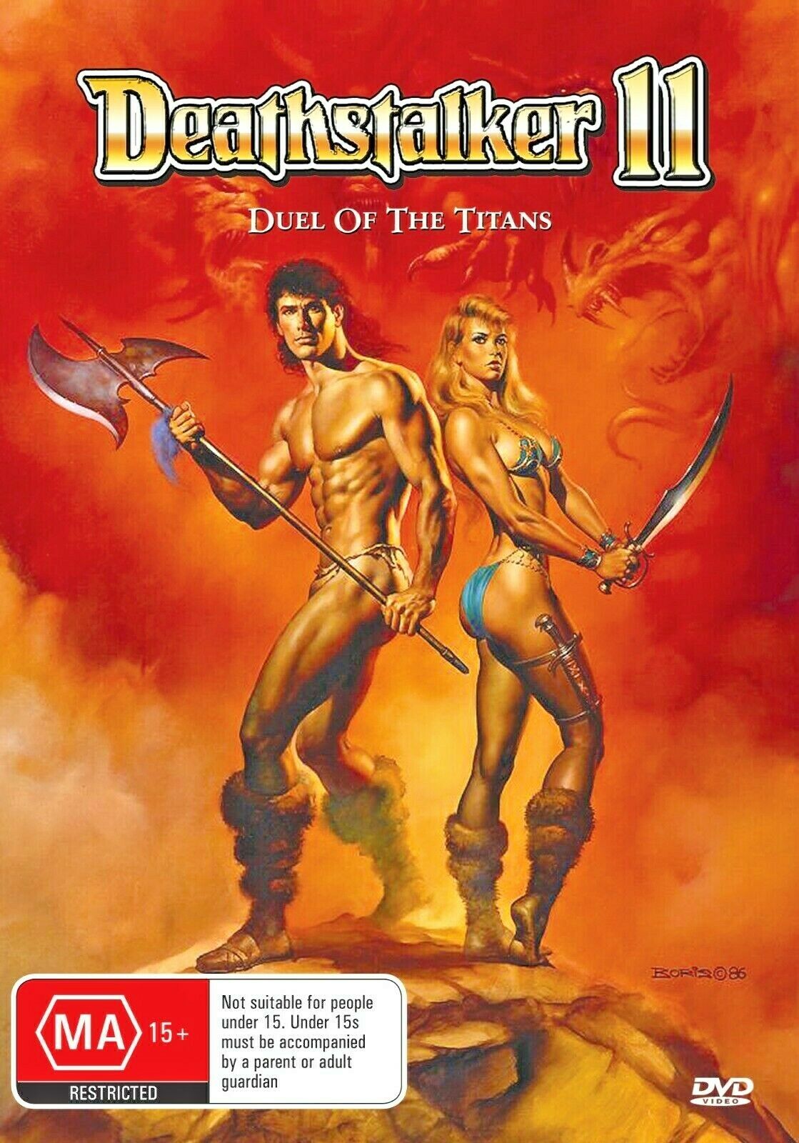 DVD cover of Deathstalker II: Duel of the Titans featuring action scenes with John Terlesky and Monique Gabrielle.