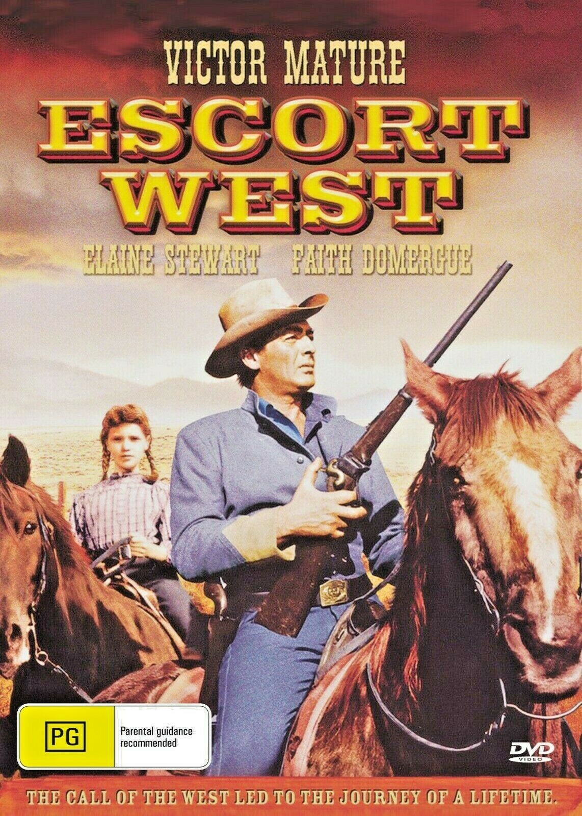 Escort West 1959 DVD featuring Western film with Victor Mature and Elaine Stewart, part of Timeless Classic DVD collection.